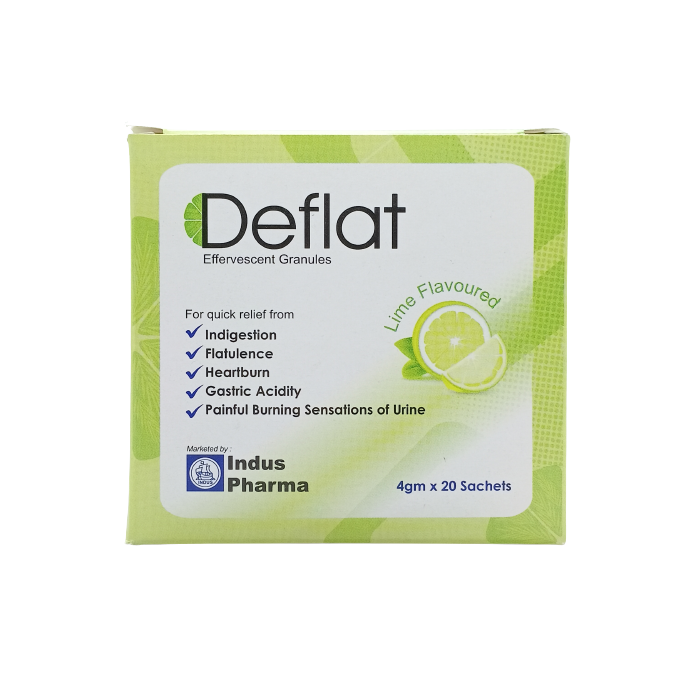 Deflat Effervescent Granules Lime Sachets 20s