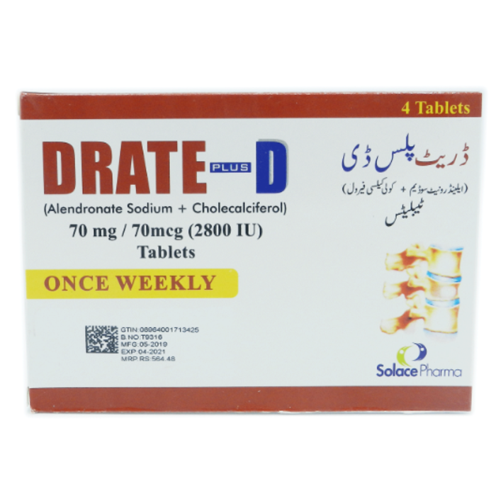 Drate Plus D 70mg/70mcg Tablets (4s)
