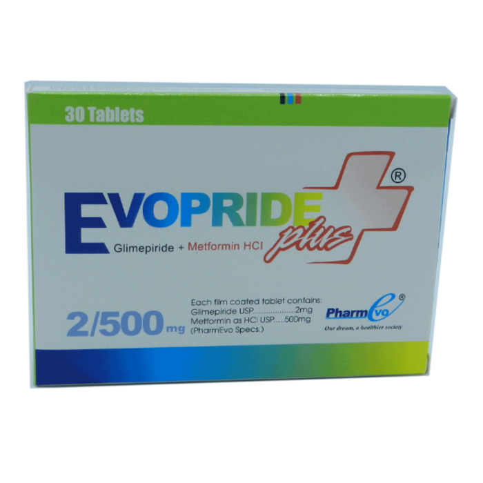 Evopride Plus 2mg/500mg Tablets (30s)