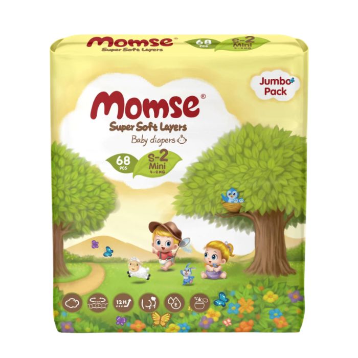 Momse Baby Diapers S-2 4-8kg 68pcs