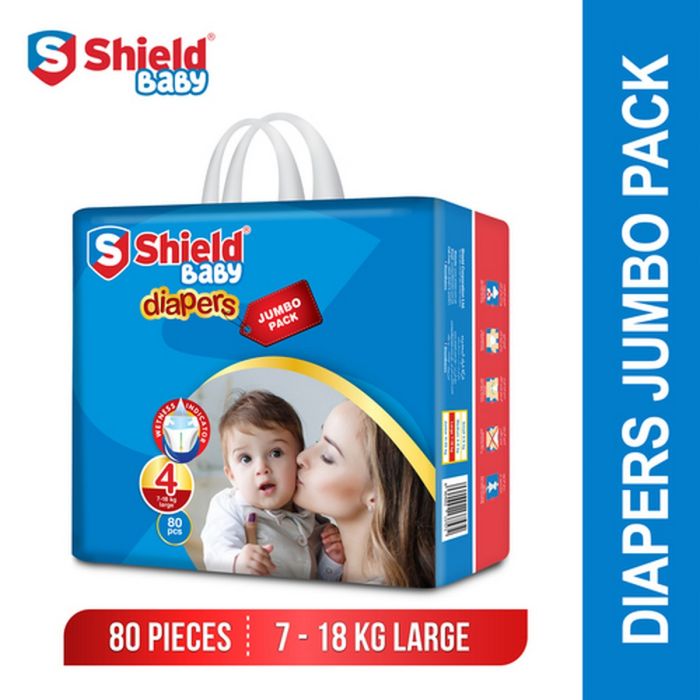 Shield Baby Diapers Jumbo Pack 4 Large 80pcs