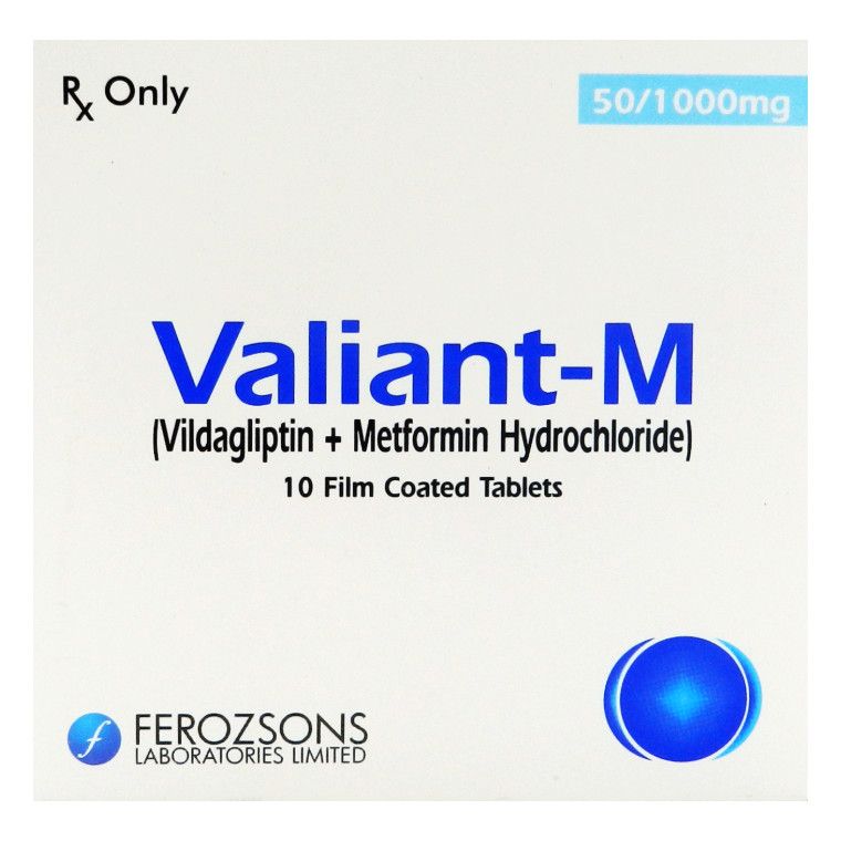 Valiant M 50mg/1000mg Tablets (10s)