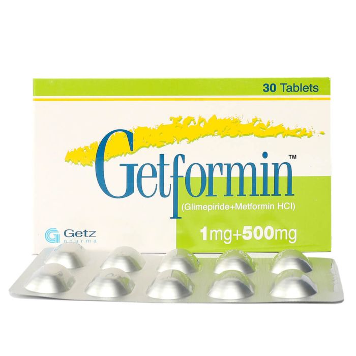Getformin 1mg 500mg Tablets