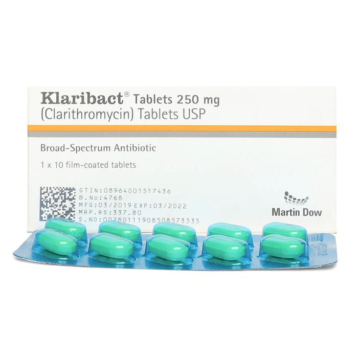 Klaribact 250mg Tablets 10s